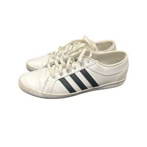 adidas White Sneakers with Black Three Stripes
